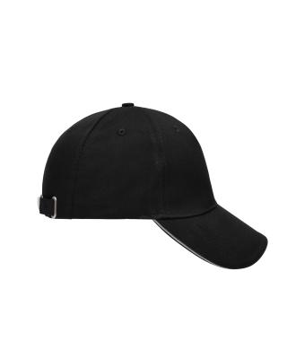 Unisex 5 Panel Sandwich Cap Zwart/lichtgrijs 7759