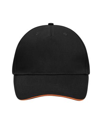 Unisex 5 Panel Sandwich Cap Zwart/oranje 7759