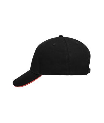 Unisex 5 Panel Sandwich Cap Zwart/rood 7759