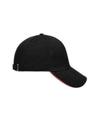 Unisex 5 Panel Sandwich Cap Zwart/rood 7759