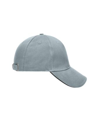 Unisex 5 Panel Sandwich Cap Lichtgrijs/zwart 7759