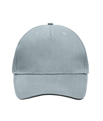 Unisex 5 Panel Sandwich Cap Lichtgrijs/zwart 7759