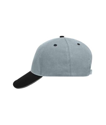 Unisex 5 Panel Sandwich Cap Lichtgrijs/zwart/lichtgrijs 7759