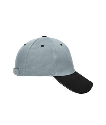 Unisex 5 Panel Sandwich Cap Lichtgrijs/zwart/lichtgrijs 7759