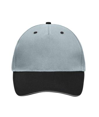 Unisex 5 Panel Sandwich Cap Lichtgrijs/zwart/lichtgrijs 7759