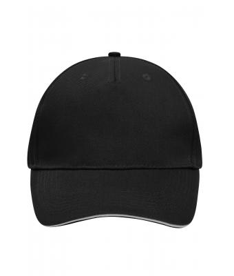 Unisexe Casquette sandwich 5 panneaux Noir/gris-clair 7759