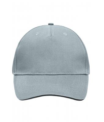 Unisexe Casquette sandwich 5 panneaux Gris-clair/noir 7759