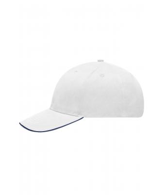 Unisex Light Brushed Sandwich Cap White/navy 7774