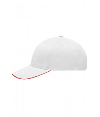 Unisex Light Brushed Sandwich Cap White/red 7774