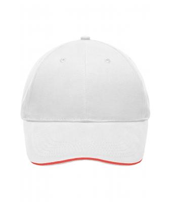 Unisex Light Brushed Sandwich Cap White/red 7774