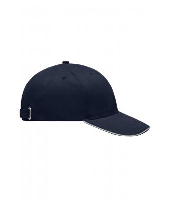 Unisex Light Brushed Sandwich Cap Navy/white 7774