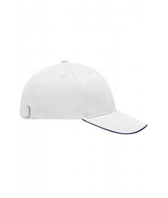 Unisex Light Brushed Sandwich Cap White/navy 7774