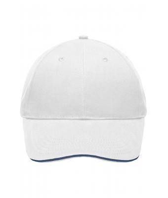 Unisex Light Brushed Sandwich Cap White/navy 7774
