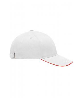 Unisex Light Brushed Sandwich Cap White/red 7774