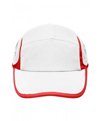 Unisex Running 4 Panel Cap Wit/rood 7777