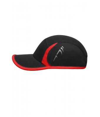 Unisex Running 4 Panel Cap Zwart/rood 7777