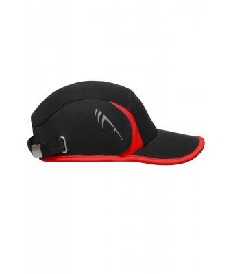 Unisex Running 4 Panel Cap Zwart/rood 7777