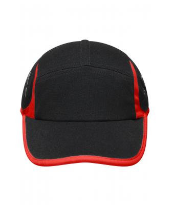 Unisex Running 4 Panel Cap Zwart/rood 7777
