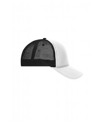 Unisex 5 Panel Retro Mesh Cap Wit/zwart 7782