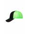 Unisex 5 Panel Retro Mesh Cap Zwart/neon-groen 7782