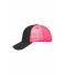 Unisex 5 Panel Retro Mesh Cap Zwart/neon-roze 7782