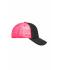 Unisex 5 Panel Retro Mesh Cap Zwart/neon-roze 7782
