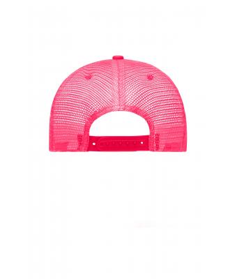 Unisex 5 Panel Retro Mesh Cap Zwart/neon-roze 7782