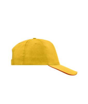 Unisex 5 Panel Promo Sandwich Cap Goudgeel/rood 7783