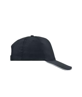 Unisex 5 Panel Promo Sandwich Cap Black/white 7783