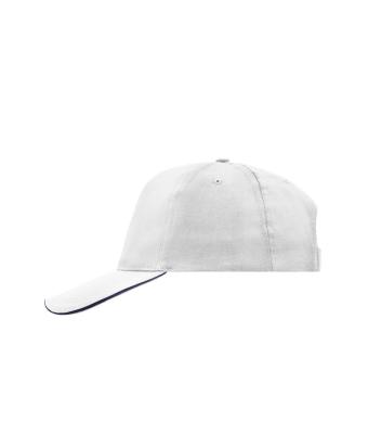 Unisex 5 Panel Promo Sandwich Cap White/navy 7783