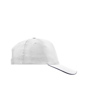 Unisex 5 Panel Promo Sandwich Cap White/navy 7783
