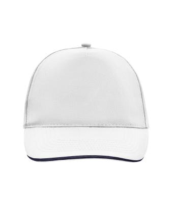 Unisex 5 Panel Promo Sandwich Cap Wit/navy 7783