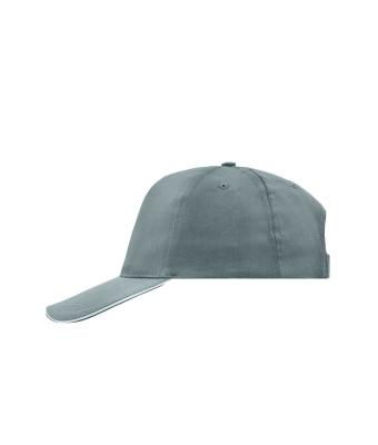 Unisexe Casquette promo 5 panneaux Gris-foncé/blanc 7783