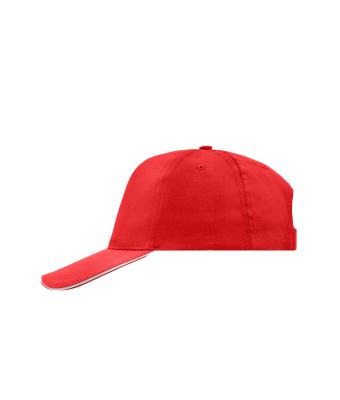 Unisexe Casquette promo 5 panneaux Rouge/blanc 7783