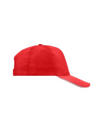 Unisexe Casquette promo 5 panneaux Rouge/blanc 7783
