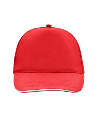 Unisexe Casquette promo 5 panneaux Rouge/blanc 7783
