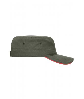 Unisexe Casquette sandwich militaire Olive/rouge 7899