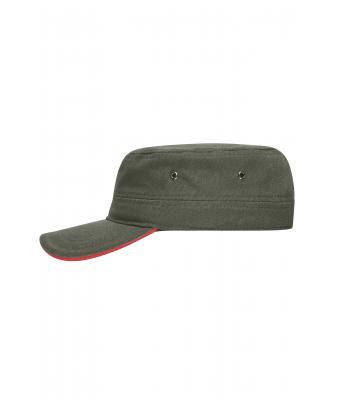 Unisex Military Sandwich Cap Olijf/rood 7899