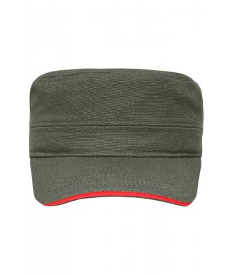 Unisex Military Sandwich Cap Olijf/rood 7899
