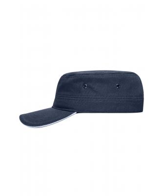 Unisex Military Sandwich Cap Navy/wit 7899