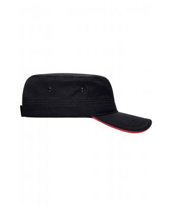 Unisex Military Sandwich Cap Zwart/rood 7899
