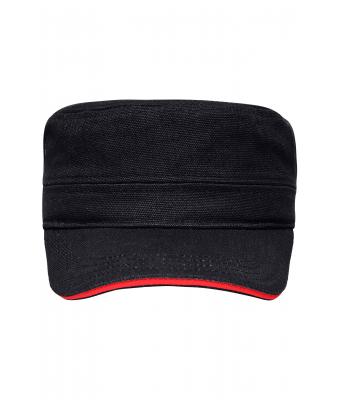Unisex Military Sandwich Cap Zwart/rood 7899