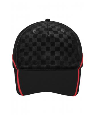 Unisex 5 Panel Racing Cap Embossed Black/black/red 7904