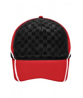 Unisex 5 Panel Racing Cap Embossed Red/black/white 7904