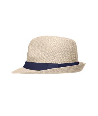 Unisexe Chapeau en papier écru/marine 8021