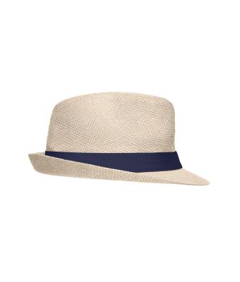Unisexe Chapeau en papier écru/marine 8021
