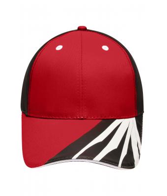 Unisex 6 Panel Craftsmen Cap - STRONG - Red/black/white 8146