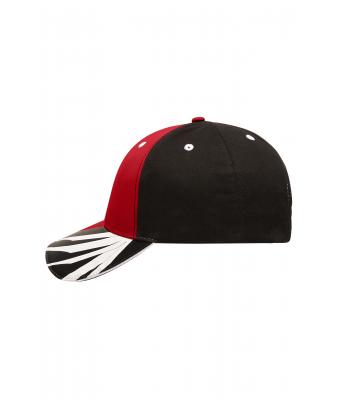Unisex 6 Panel Craftsmen Cap - STRONG - Rood/zwart/wit 8146