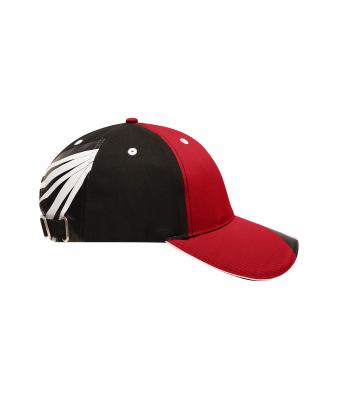Unisex 6 Panel Craftsmen Cap - STRONG - Rood/zwart/wit 8146