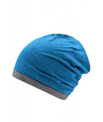 Unisex Heather Summer Beanie Turquoise-melange/donkergrijs 8127